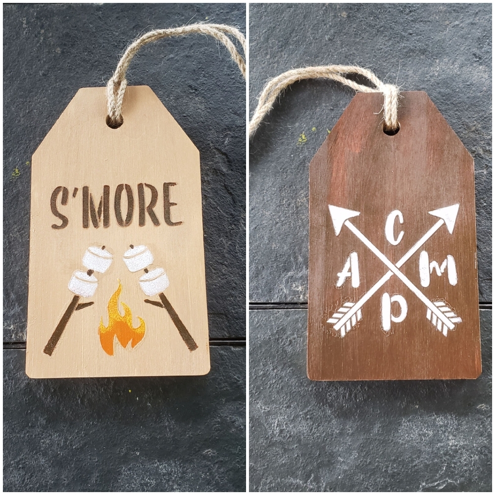 Handcrafted Smore/Camp Wooden Tag Sign Double Sided
